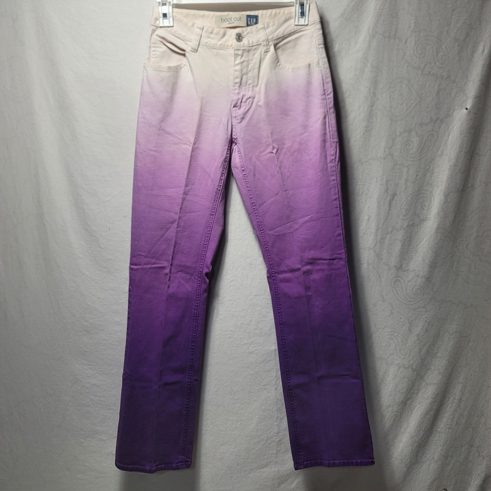 GAP Boot Cut Jeans Women's Size 0 Ombre Purple Cream Stretch Denim Pants